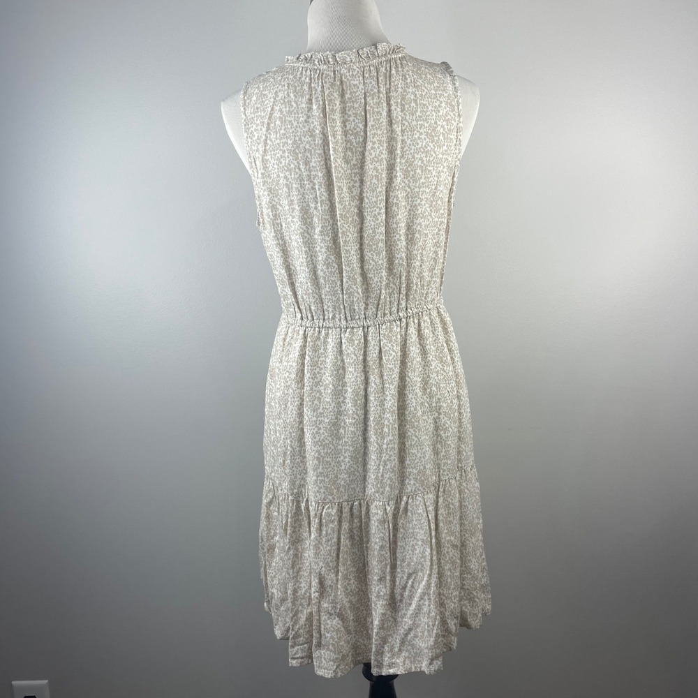 Gap Sleeveless Ruffle V-Neck Tiered Mini Dress Khaki Beige Floral Size M - Picture 2 of 10